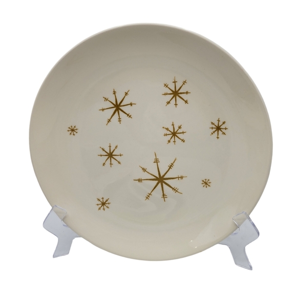 Vintage Royal China STAR GLOW Plate 10" MCM USA Gold Atomic Starburst Ironstone - Picture 3 of 10